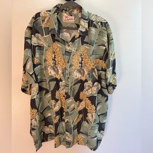 Kahala Green Tropical Floral Hawaiian Shirt 2XL
